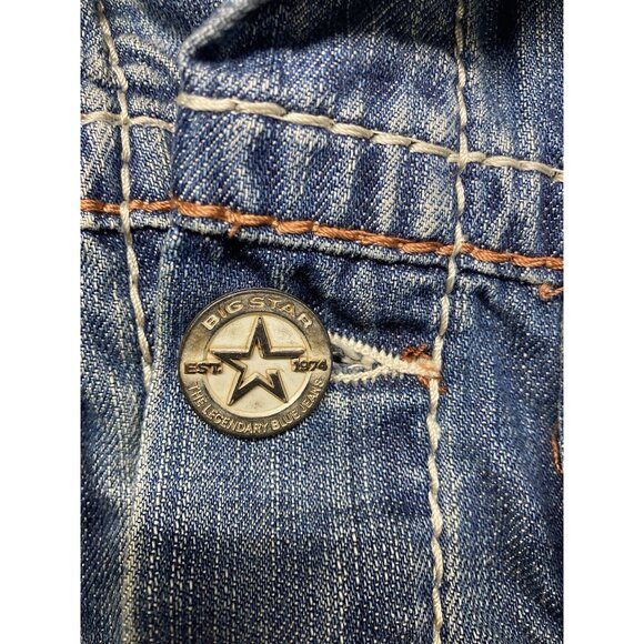 Big Star Copen Denim Jacket Girls Size S Blue Long Sleeve Button Up Distressed - Picture 3 of 8